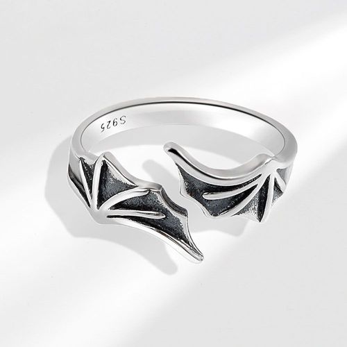 Nbnb-Bague Aile D'ange Démon Ajustable Pour Homme Et Femme,Bijoux De Doigt Vintage,Bague Ouverte,Mode Couple,Cadeau Rétro,Document Argent,Punk
