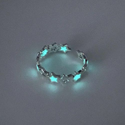 Bagues De Couple Étoiles Shoes Pour Femmes,Bleu,Vert,Document En Argent Simple,Brille Dans Le Noir,Matiques Réglables,Bijoux Cadeaux,Mode