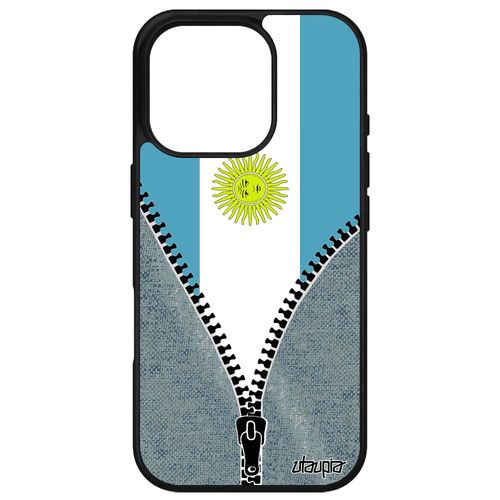Coque Pour Apple Iphone 16 Pro Silicone Drapeau Argentine Argentin Jo 4g Basket Sport Coupe Du Monde Jeans Noir Aluminium Foot