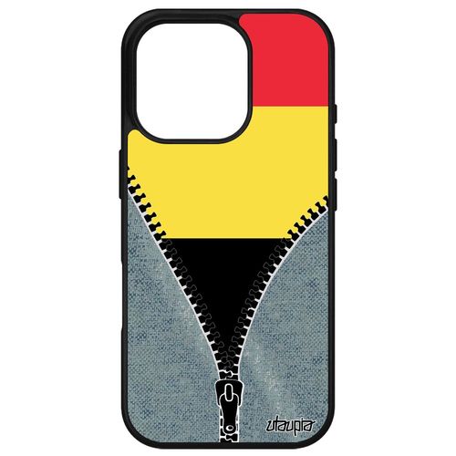 Coque Silicone Pour Apple Iphone 16 Pro Drapeau Belgique Belge 4g Euro Foot Coupe Du Monde Football Souple Antichoc Jo Metal Jeans