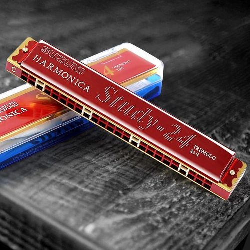 Harmonica Tremolo À 24 Trous,Avec Étui,Instrument De Musique,Synthétiseur Professionnel - Type Rouge