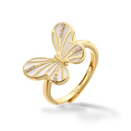 Hecheng-Bague En Or 18 Carats Pour Femme,Émail,Papillon,Insecte,Laiton,Authentique,Zcomprend,Couple,Cadeau De Bijoux De Travailleurs