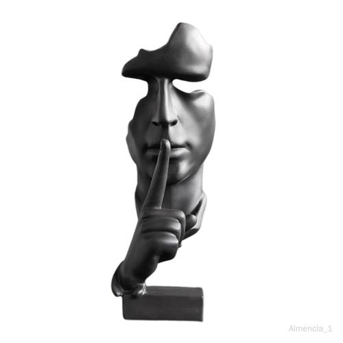 Almencla Silence est Penseur Statue, Moderne et Simple Résine Abstrait Creative Figurine Sculptures pour Entrée Salle , bureau Étude, Piano gris