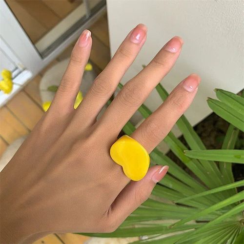 Bague Géométrique En Résine Pour Femme,Bijoux À La Main,Simple,Bonbons,Document,Pêche,Coeur,Vent De Vacances