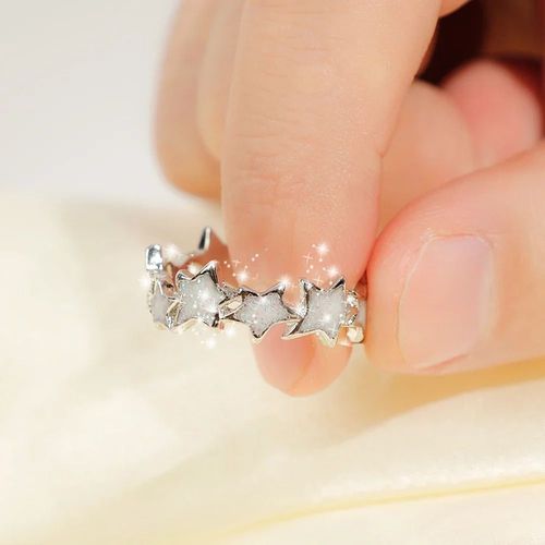 Bague De Couple Étoiles Roses Unisexes Pour Femmes Et Filles,Bague Réglable Douce,Bijoux Esthétiques Irréguliers,Sein D'amis,Mode,5 Styles