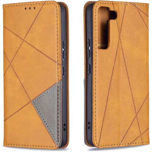Coque Pour Samsung Galaxy S22, Housse Portefeuille En Avec Slim Tpu Bumper Flip Case, Porte Cartes Avec Fonction Support Cover (Jaune)