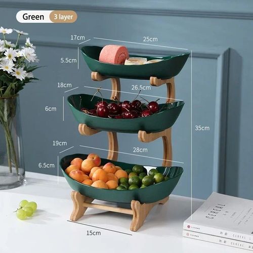 Support De Bol De Fruits En Bois Avec Scar,Assiettes De Table,Vaisselle De Cuisine,Plat Cloisonné,Collation,Bonbons,Gâteau,2 Couches,3 Couches
