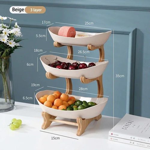 Support De Bol De Fruits En Bois Avec Scar,Assiettes De Table,Vaisselle De Cuisine,Plat Cloisonné,Collation,Bonbons,Gâteau,2 Couches,3 Couches