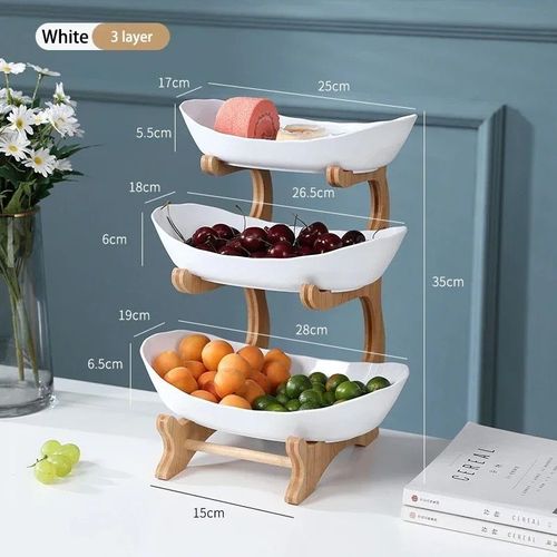 Support De Bol De Fruits En Bois Avec Scar,Assiettes De Table,Vaisselle De Cuisine,Plat Cloisonné,Collation,Bonbons,Gâteau,2 Couches,3 Couches