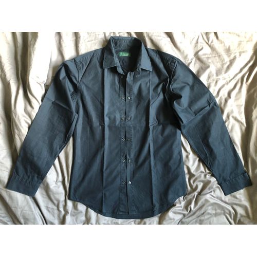 Chemise Noire Zara Taille M 2 Rangées De Boutons Chemise Coton