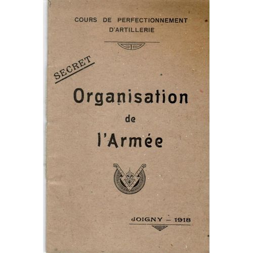 Organisation De L’Armée. Cours De Perfectionnement D'artillerie