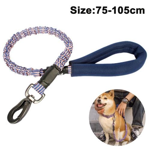 Laisse élastique en corde pour chiens de grande et moyenne taille avec anti-traction  pour absorber les chocs - Pas de laisse réfléchissante pour l'extérieurBleu  foncé