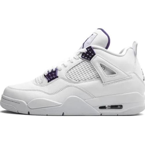 Baskets Air Jordan 4 Chaussures Retro Metallic Purple Blanc Pour