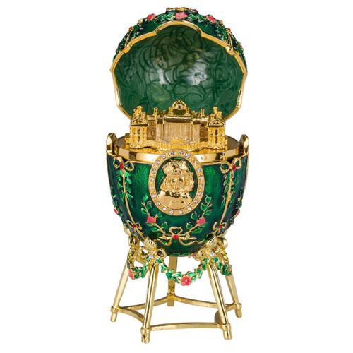 Oeuf à la Fabergé / boîte à bijoux Palais Alexandre 14 cm, vert
