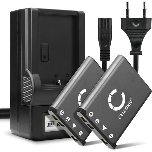 Pack de 2X Batteries Li-40b Li-42b 700mAh avec Station de Charge et Prise Secteur Compatible avec Olympus VR-310, DS-7000, VH-210, VR-320, FR-4000, FE-230, Tough TG-310, FE-20, Chargeur LCD