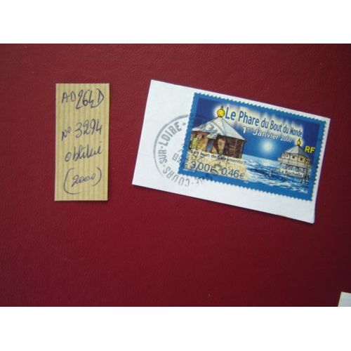 Ad 264 D //Timbre Oblitéré France 2000*N°3294 " Le Phare Du Bout Du Monde 1er Janvier 2000"
