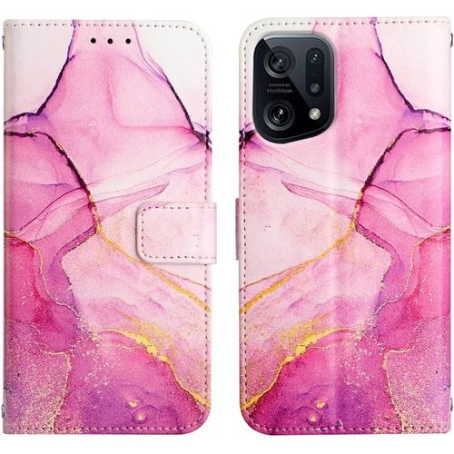 Compatible With Oppo Find X5 Coque Marble De Lart Cuir Magnetique Magnetique Porte-Cartes Etui Portefeuille Cover Flip Housse Etui Pour Oppo Find X5 Marble White Purple Yb.