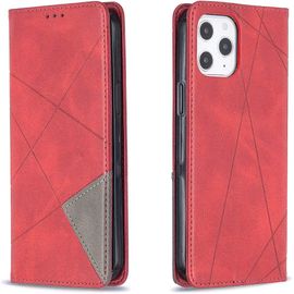 Coque Pour Iphone 12 Pro Max (6,7 Pouces), Housse Portefeuille En Avec Slim Tpu Bumper Flip Case, Porte Cartes Avec Fonction Support Cover (Rouge)