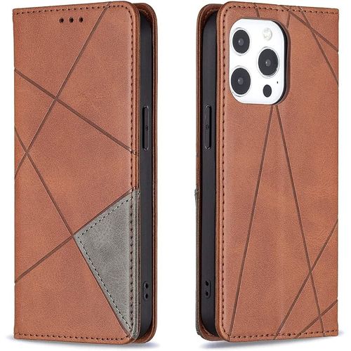 Coque Pour Iphone 13 Pro (6,1 Pouces), Housse Portefeuille En Avec Slim Tpu Bumper Flip Case, Porte Cartes Avec Fonction Support Cover (Brun)