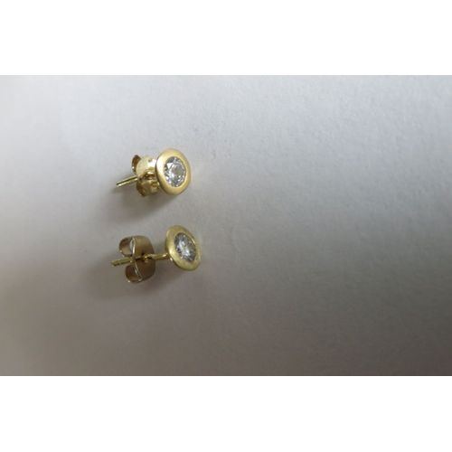 Vintage + Boucles Oreilles "Puce" Plaqué Or   Et  Oxyde De  Zirconium