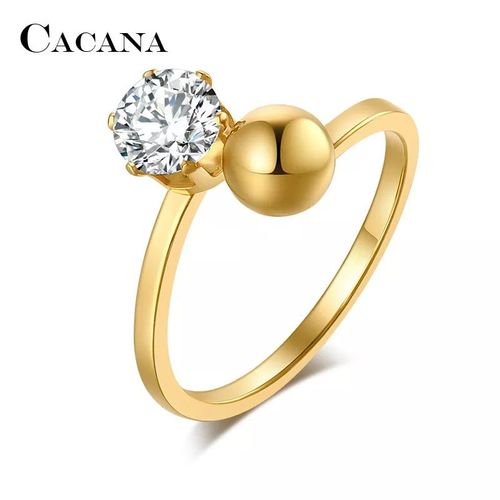 Cacana-Bagues En Acier Inoxydable Pour Femme,Plaqué Perle Et Cubique,Bijoux Fantaisie,Contre-Indiqué,No.R76