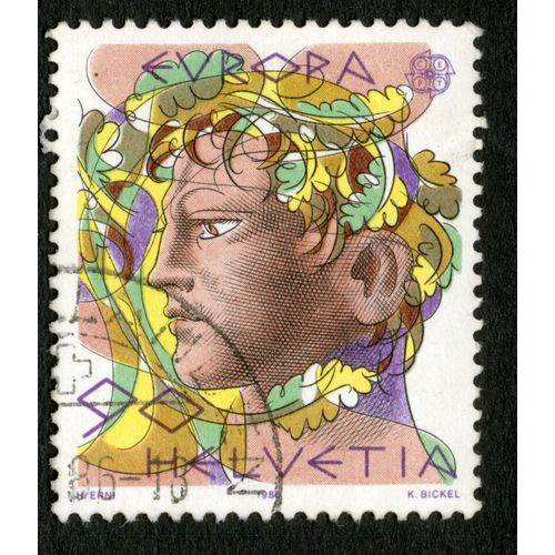 Timbre Oblitéré Helvetia, Europa, 90, Erni, Bickel