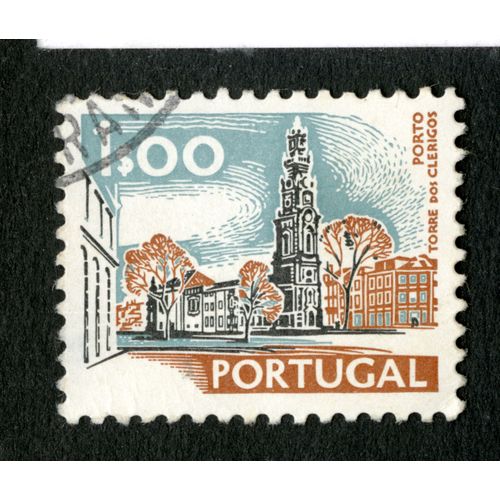 Timbre Oblitéré Portugal, Porto, Torre Dos Clerigos, 1s00
