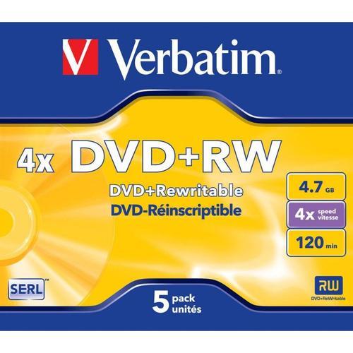 Verbatim DataLifePlus - 5 x DVD+RW - 4.7 Go 4x - boîtier CD