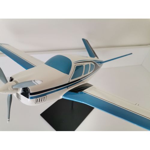 Maquette Avion De Tourisme Beechcraft Bonanza Bois Et Métal Socle