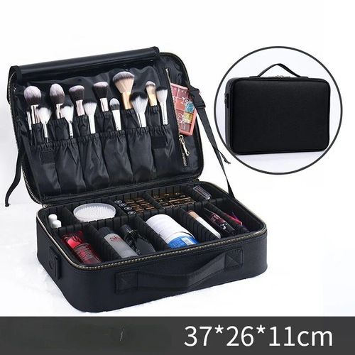 Organisateurs de tatouages à une couche double,grande capacité,étanche,maquillage en continu,sacs de rangement,valises,fournitures de tatouage - Type Black M 2 layers