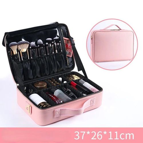 Organisateurs de tatouages à une couche double,grande capacité,étanche,maquillage en continu,sacs de rangement,valises,fournitures de tatouage - Type Pink M 2 layers