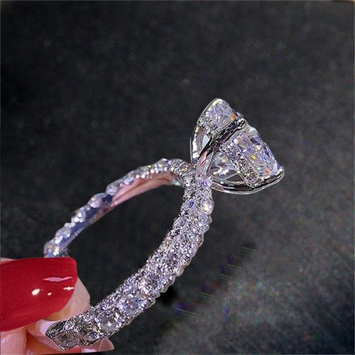 Bagues En Zircone Cubique Pour Femmes,Bijoux Tendance,Breloques De Mariage,Fiançailles,Couleur Or Blanc