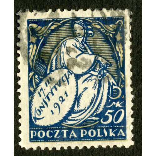 Timbre Oblitéré Poczta Polska, 17.03.1921, Konstytucja, Mk 50