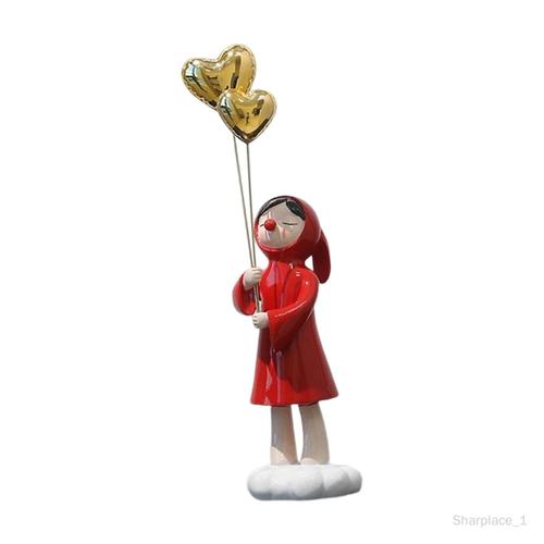 Ballon créatif fille Statue Figurine Collection Art décoratif artisanat Figure Sculpture mignon pour chambre Festival décor cadeau ornement Ballon rouge à emporter