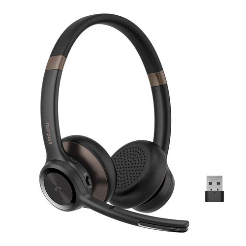 Nuroum HP30 Casque Bluetooth sans Fil avec Microphone, Mains Libres ou Filaire pour PC/Mobile, portée de 30 m, Casque PC Connexion Dongle pour Zoom/Skype, conférence/Bureau/Voyage/entraînement