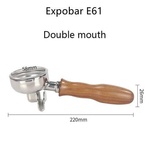 Poignée de machine à café à double oreille en acier inoxydable,filtre sans fond,porte-filtre pour Rocket Expobar E61,Cemilai,Rancilio,58mm - Type Double mouth-D