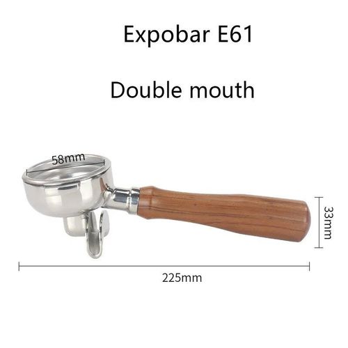 Poignée de machine à café à double oreille en acier inoxydable,filtre sans fond,porte-filtre pour Rocket Expobar E61,Cemilai,Rancilio,58mm - Type Double mouth-E