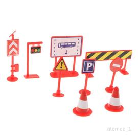 9pcs Roadblock Panneau de signalisation Playset Jouet Connaissance
