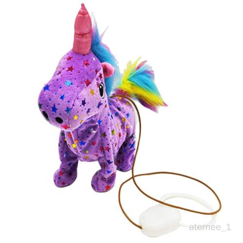 Électrique En Peluche Cheval Enfants Jouet Ailes Scintillantes Danse Violet