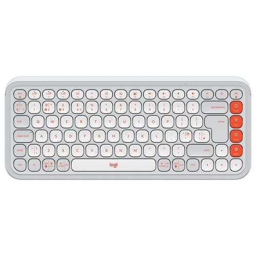 Logitech POP Icon Keys - Clavier - sans fil - Bluetooth LE - QWERTY - R.-U. - blanc cassé, orange
