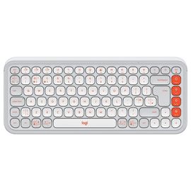 Logitech POP Icon Keys - Clavier - sans fil - Bluetooth LE - QWERTY - R.-U. - blanc cassé, orange