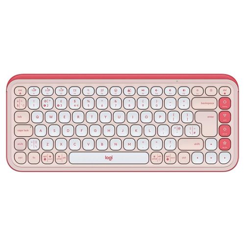 Logitech POP Icon Keys - Clavier - sans fil - Bluetooth LE - QWERTY - R.-U. - rose, blanc cassé