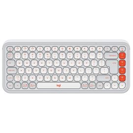 Logitech POP Icon Keys - Clavier - sans fil - Bluetooth LE - QWERTY - International US - blanc cassé, orange