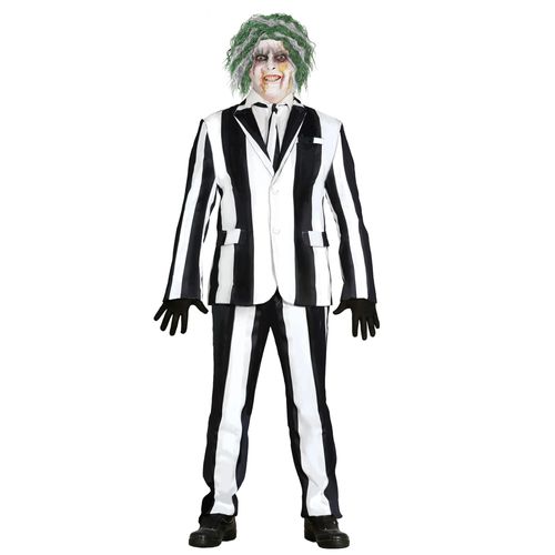 Costume De Fantôme À Rayures Noires Et Blanches Homme - Taille: L (52-54)