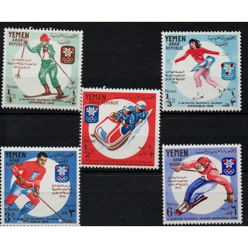 Yemen Timbres Jeux Olympiques De Grenoble 1968