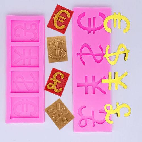 Moule Silicone Patisserie Orientale,Symbole Monétaire Eur Rmb Usd Moule De Décoration De Gâteau Fondant En Siliconediychocolat Fait Main