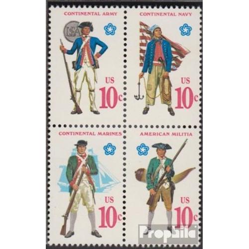 Etats-Unis 1175-1178 Bloc De Quatre (Complète Edition) Neuf Avec Gomme Originale 1975 Indépendance - Des Uniformes Militaires