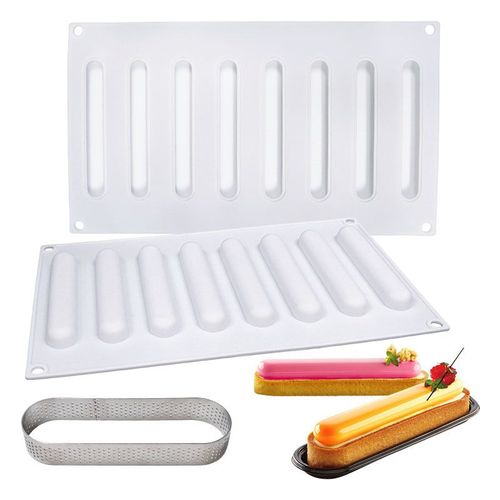 Moule Silicone Patisserie Orientale,8même Longue Ovale Silicone Moule Bande Mousse Moule Pâtisserie Moule Chocolat Moulemoule À Dessert Français
