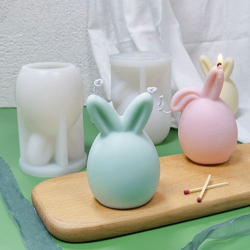Moule Silicone Patisserie Orientale,Mignon Lapin Sans Visage Bougie Moule Lop Oreille Lapin Vertical Oreille Lapin Jouet Archéologique Moule En Siliconediydécoration D'ornement De Gypse