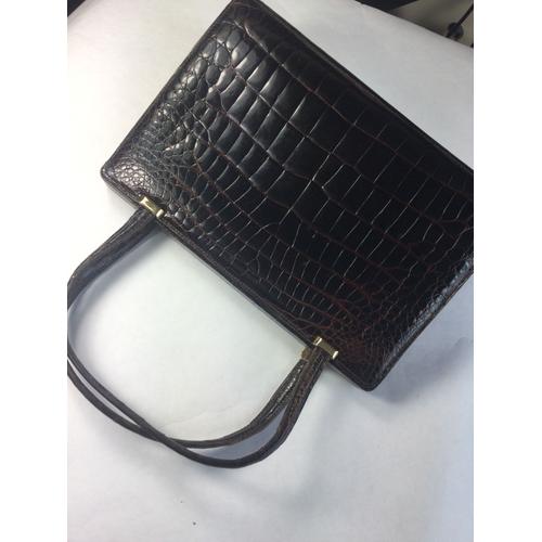 Superbe sac vintage en véritable crocodile années 40/50